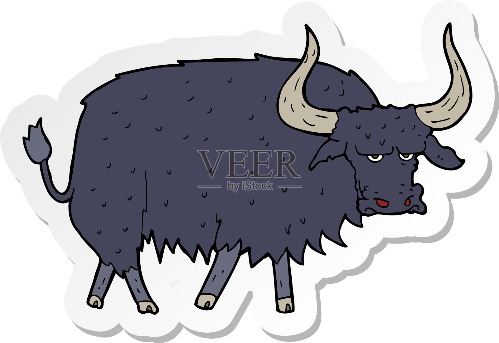 贴纸的卡通烦毛牛设计元素图片