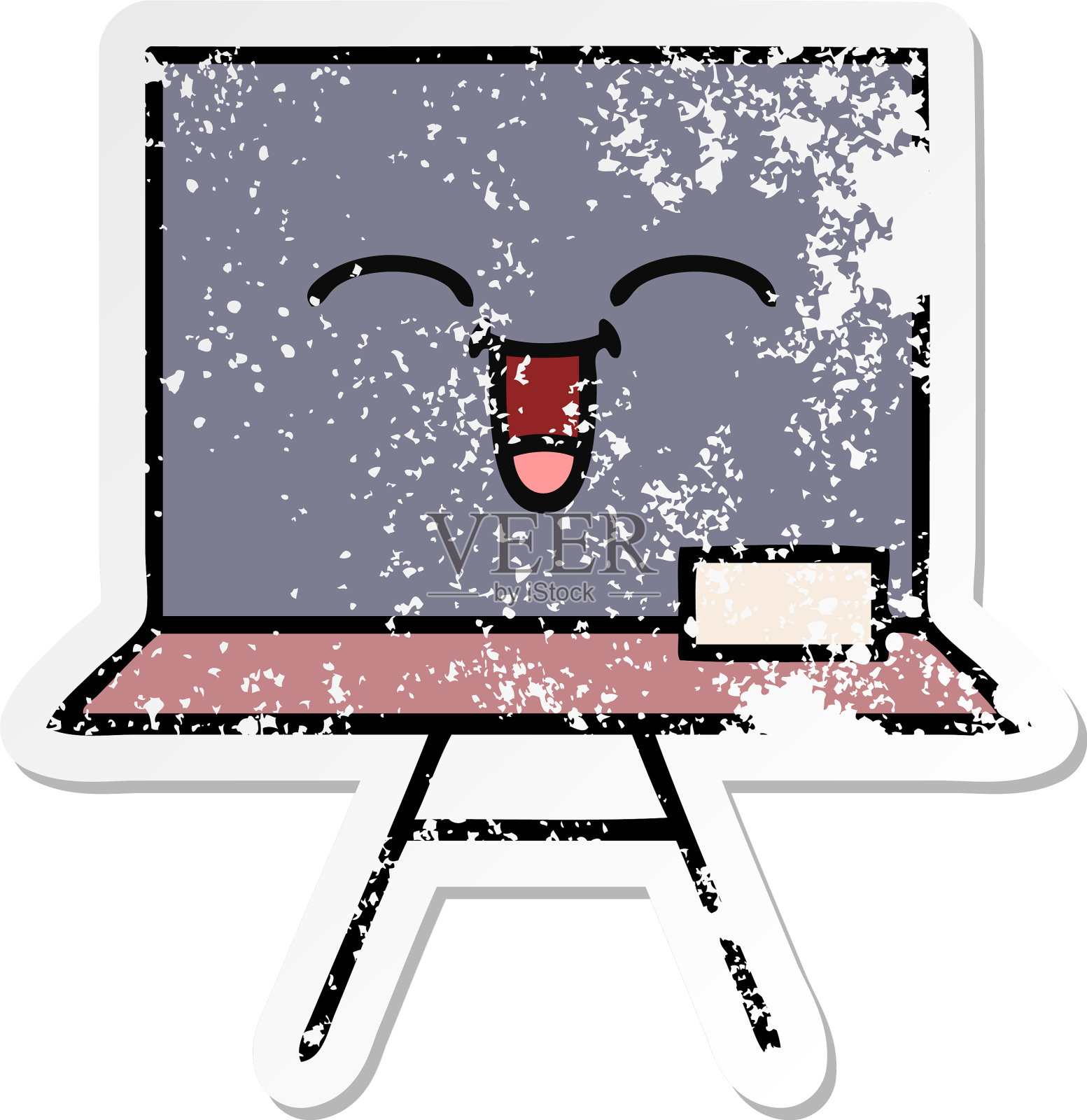 可爱的卡通黑板的旧贴纸设计元素图片