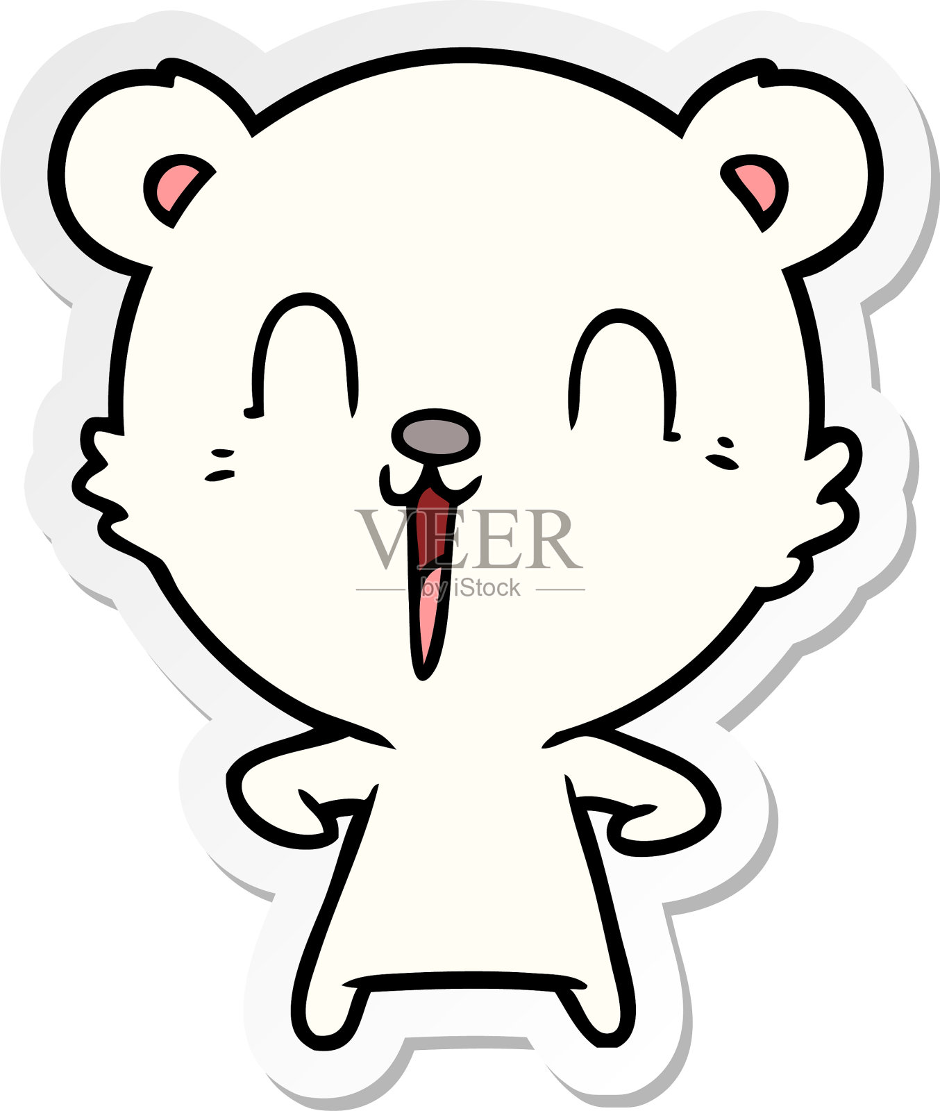 快乐的卡通北极熊贴纸设计元素图片