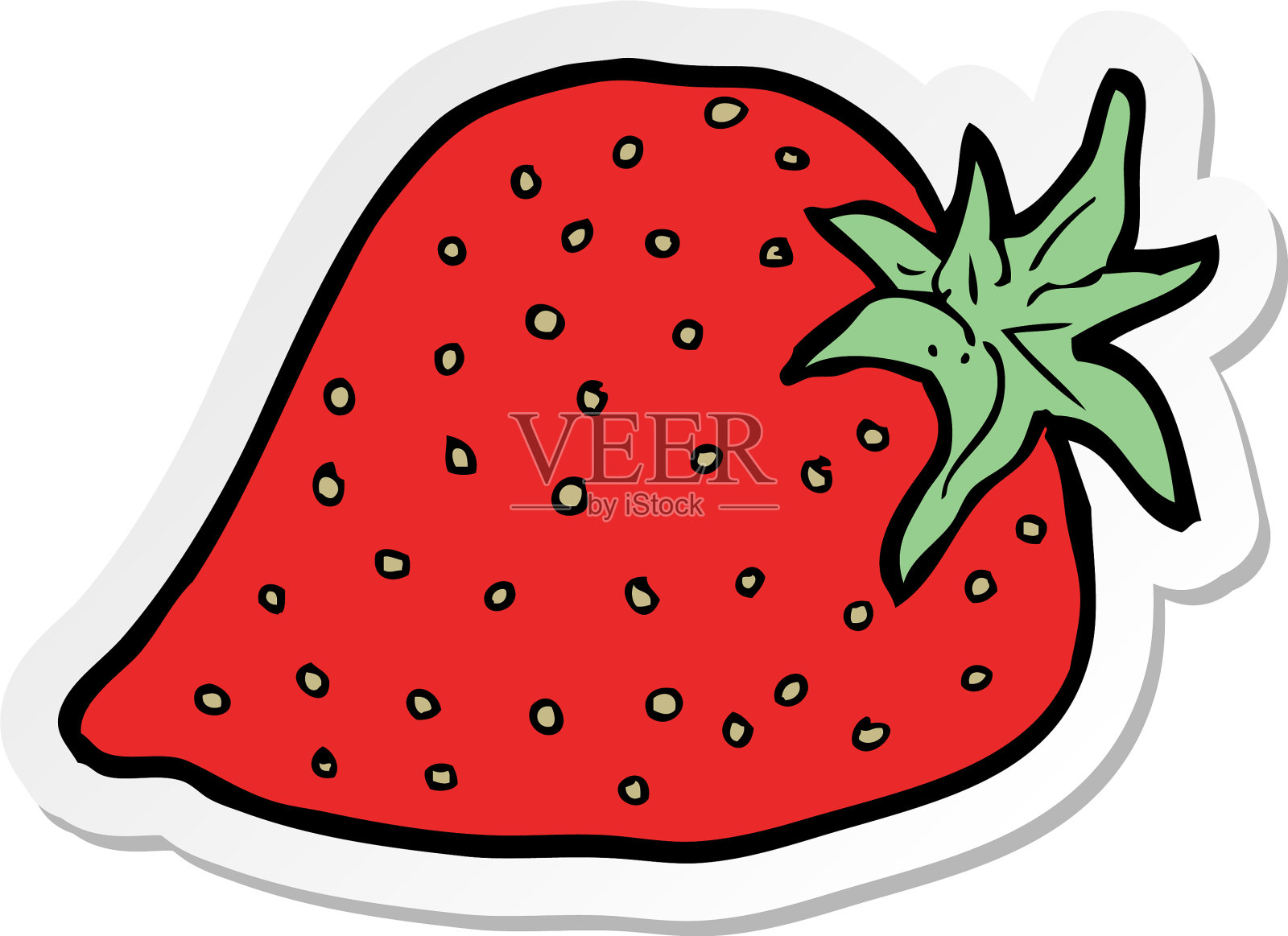 卡通草莓贴纸设计元素图片