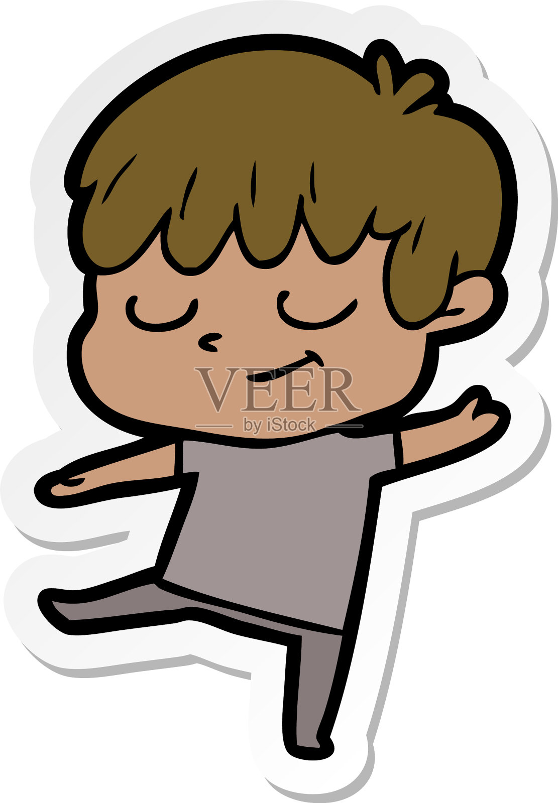 一个卡通快乐男孩的贴纸设计元素图片