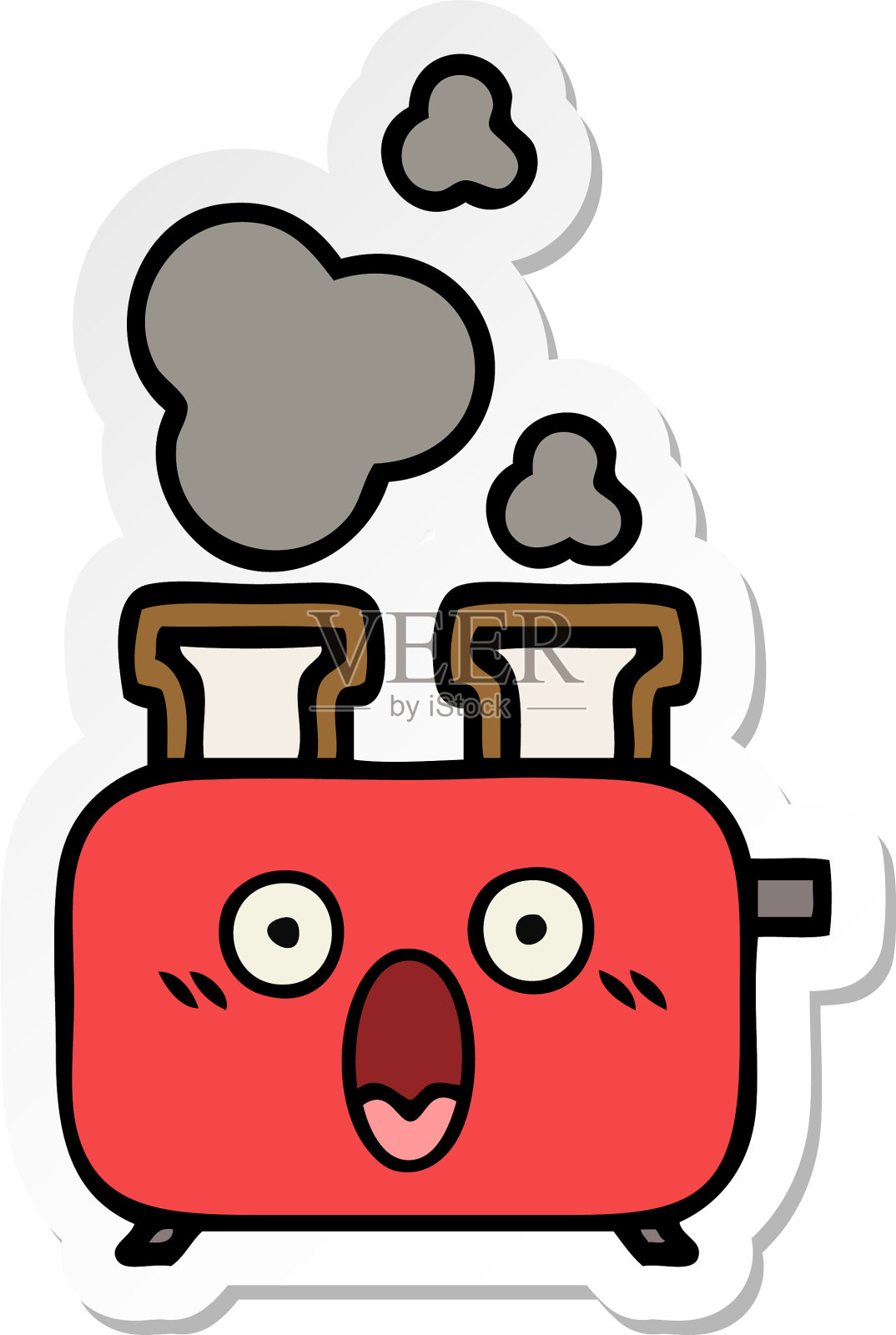 可爱的烤面包机卡通贴纸设计元素图片