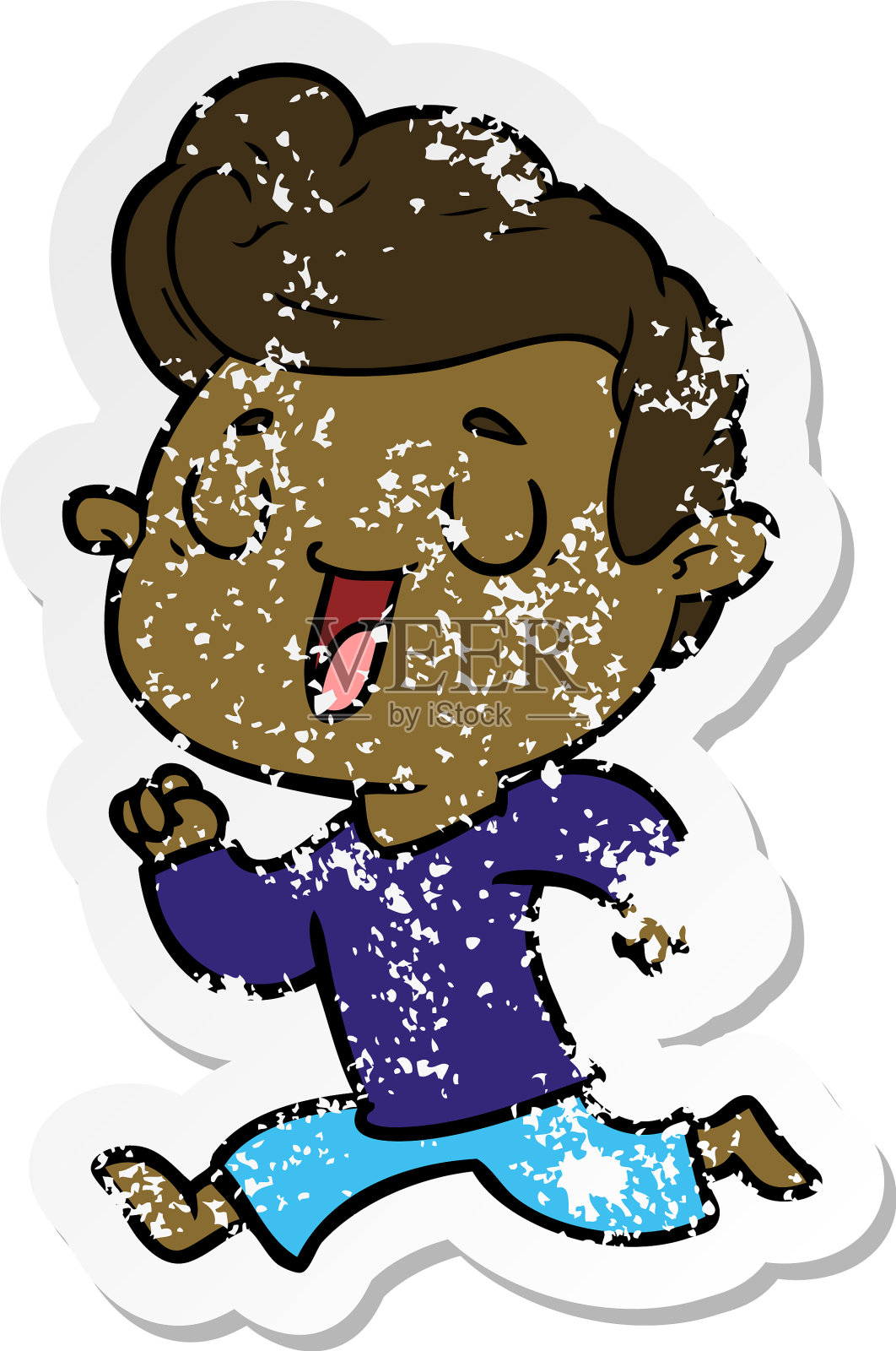 一个快乐的卡通人的苦恼贴纸设计元素图片