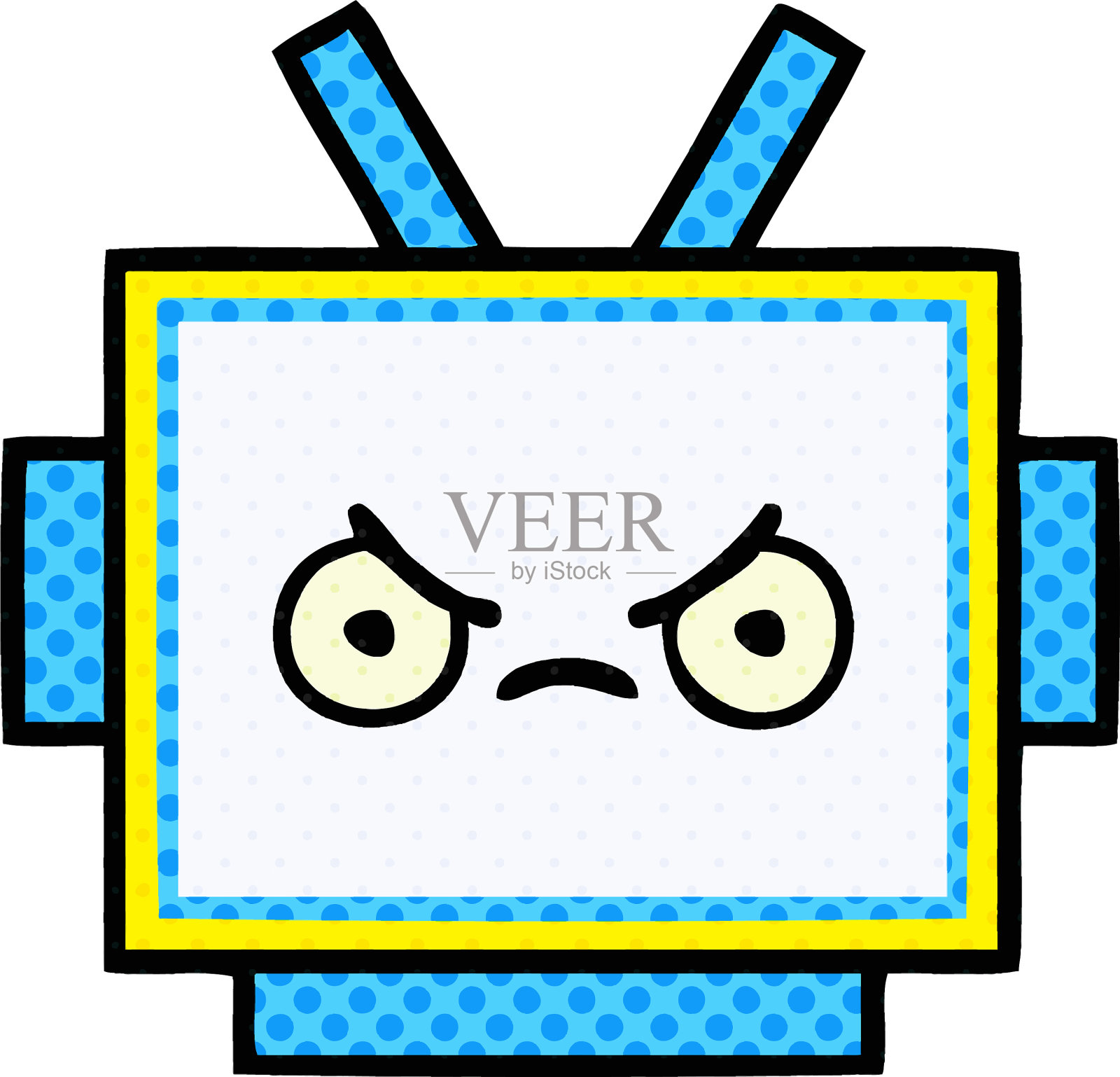 漫画书风格的卡通机器人头设计元素图片