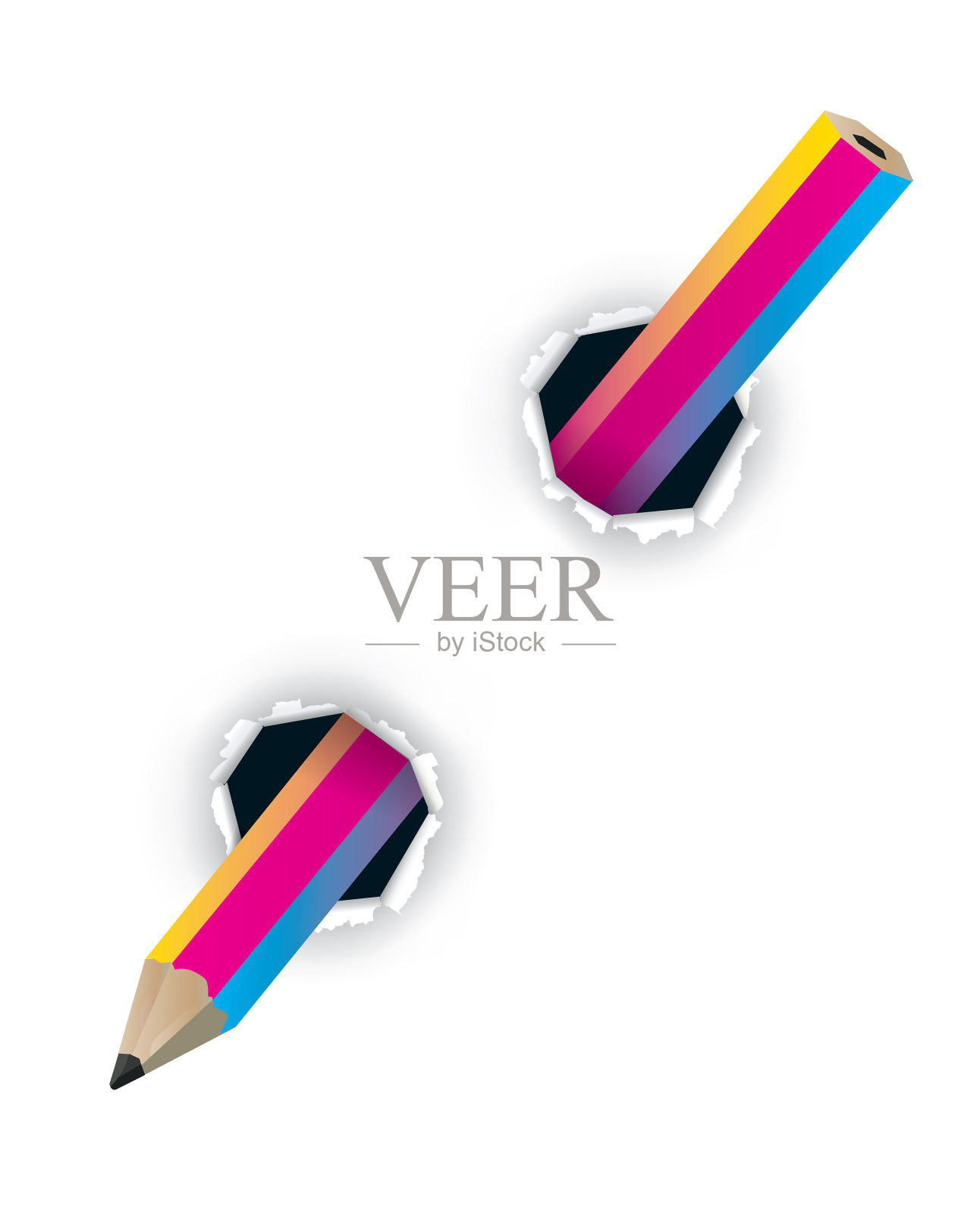 彩色创意铅笔孔纸设计元素图片