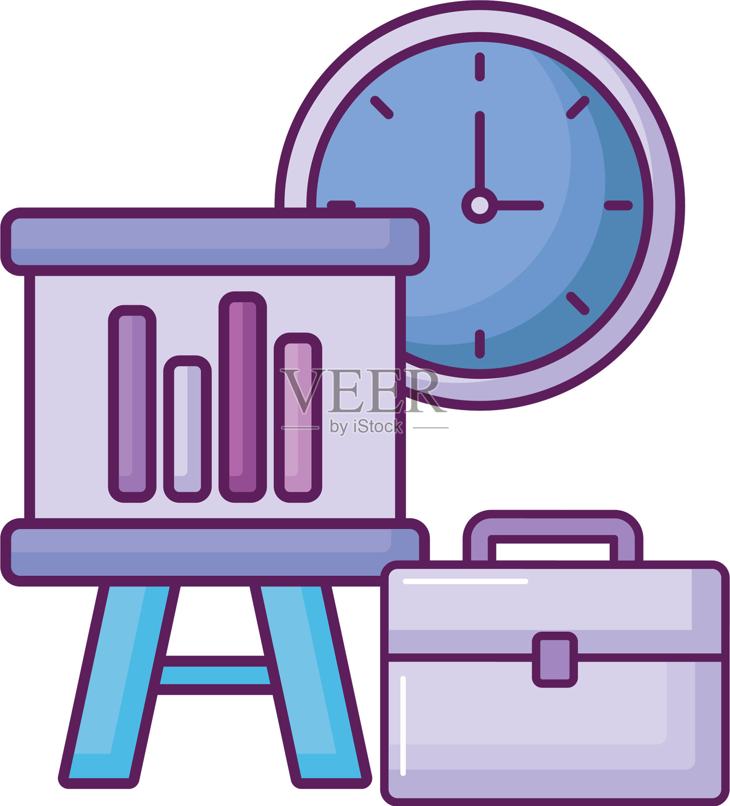 带有时钟和纸板的文件夹设计元素图片