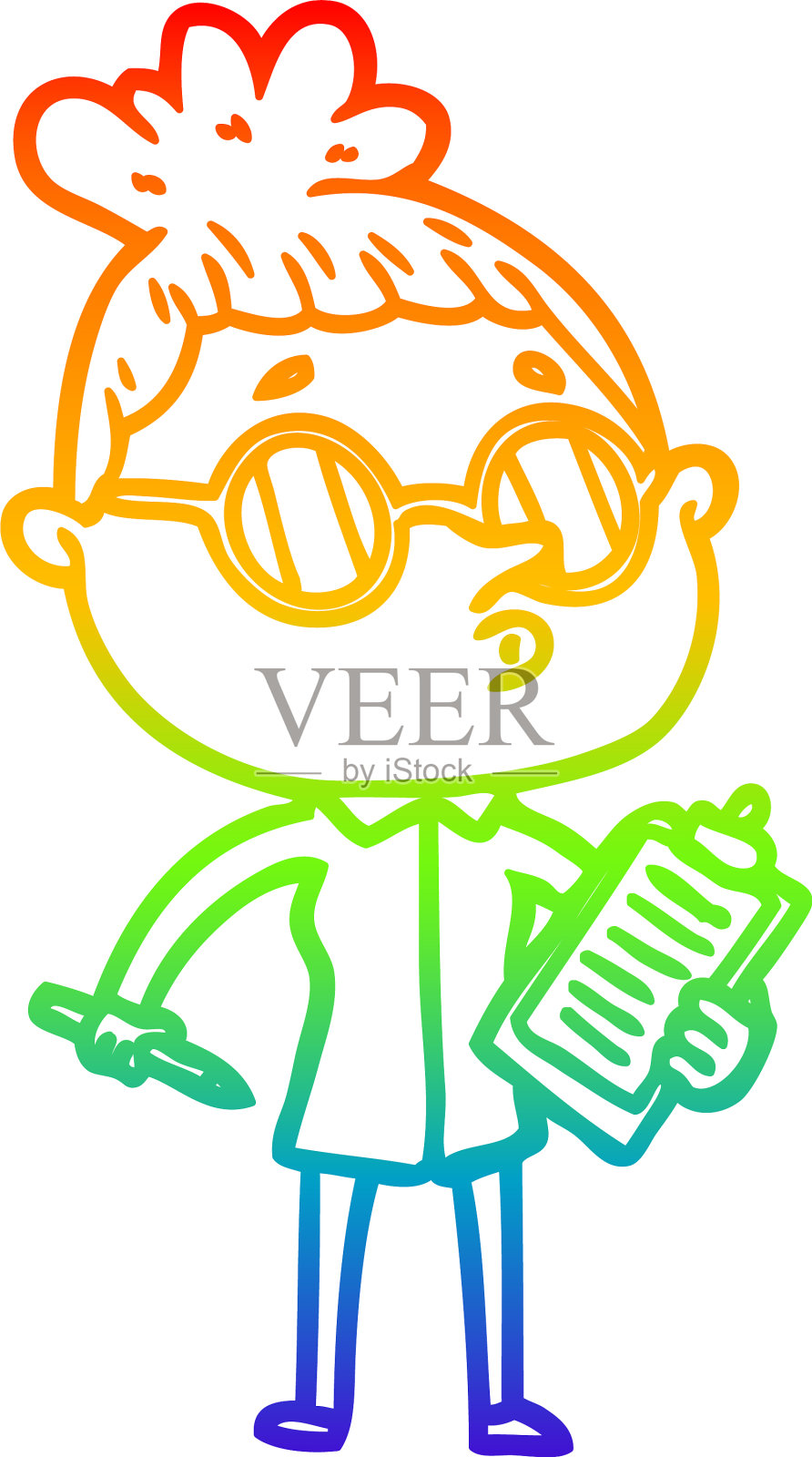 彩虹渐变线画卡通女人设计元素图片