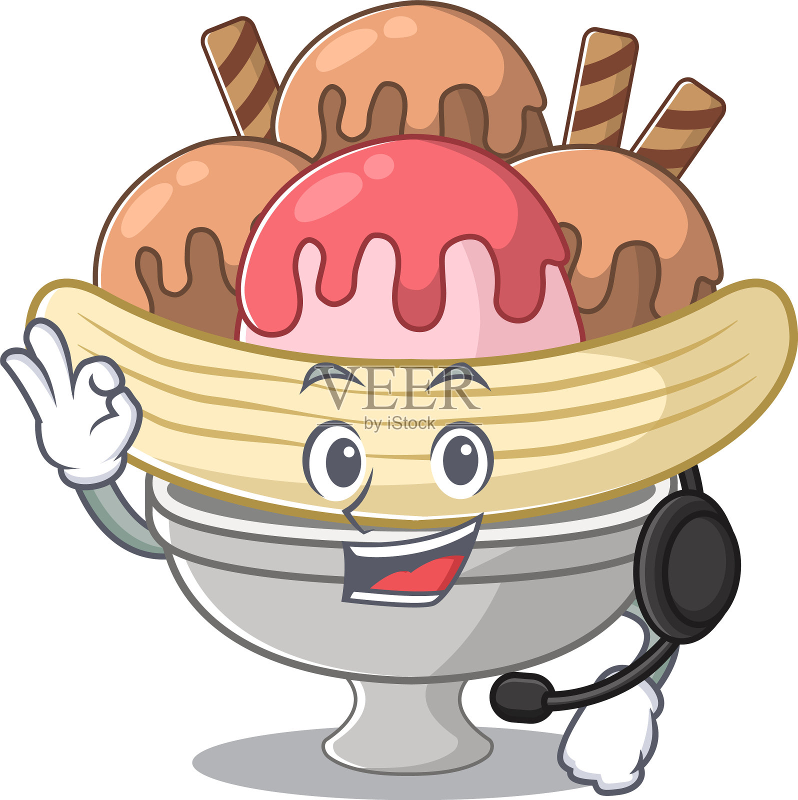 笑脸香蕉分裂卡通人物设计设计元素图片