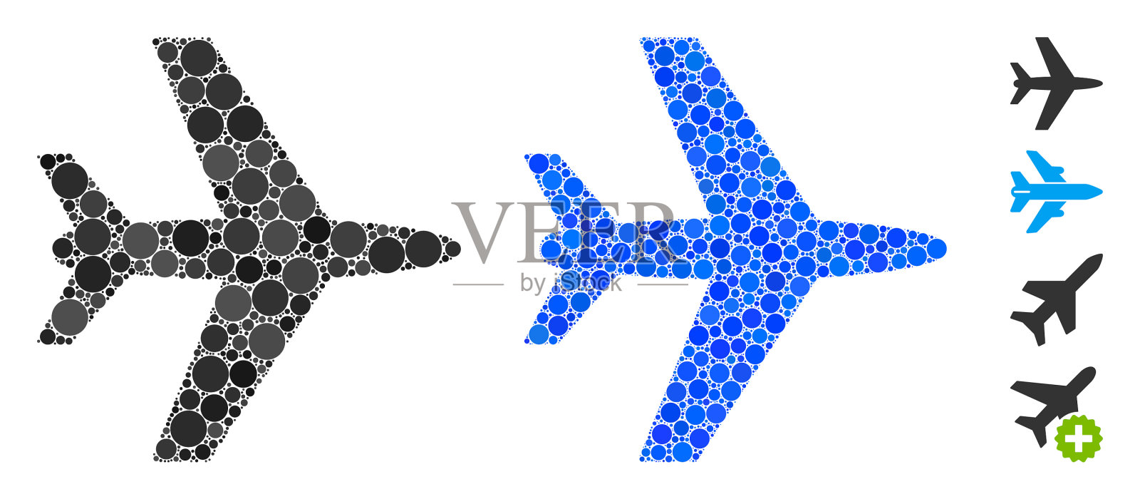 飞行器组成图标圆点插画图片素材