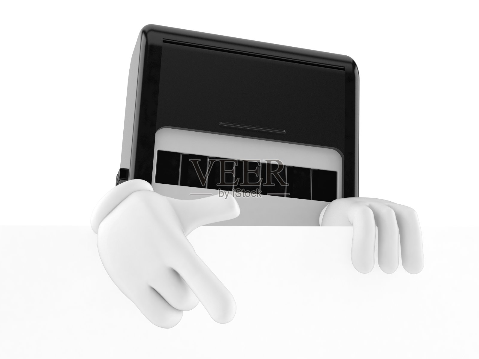 白色墙壁后面的橡皮图章字符照片摄影图片