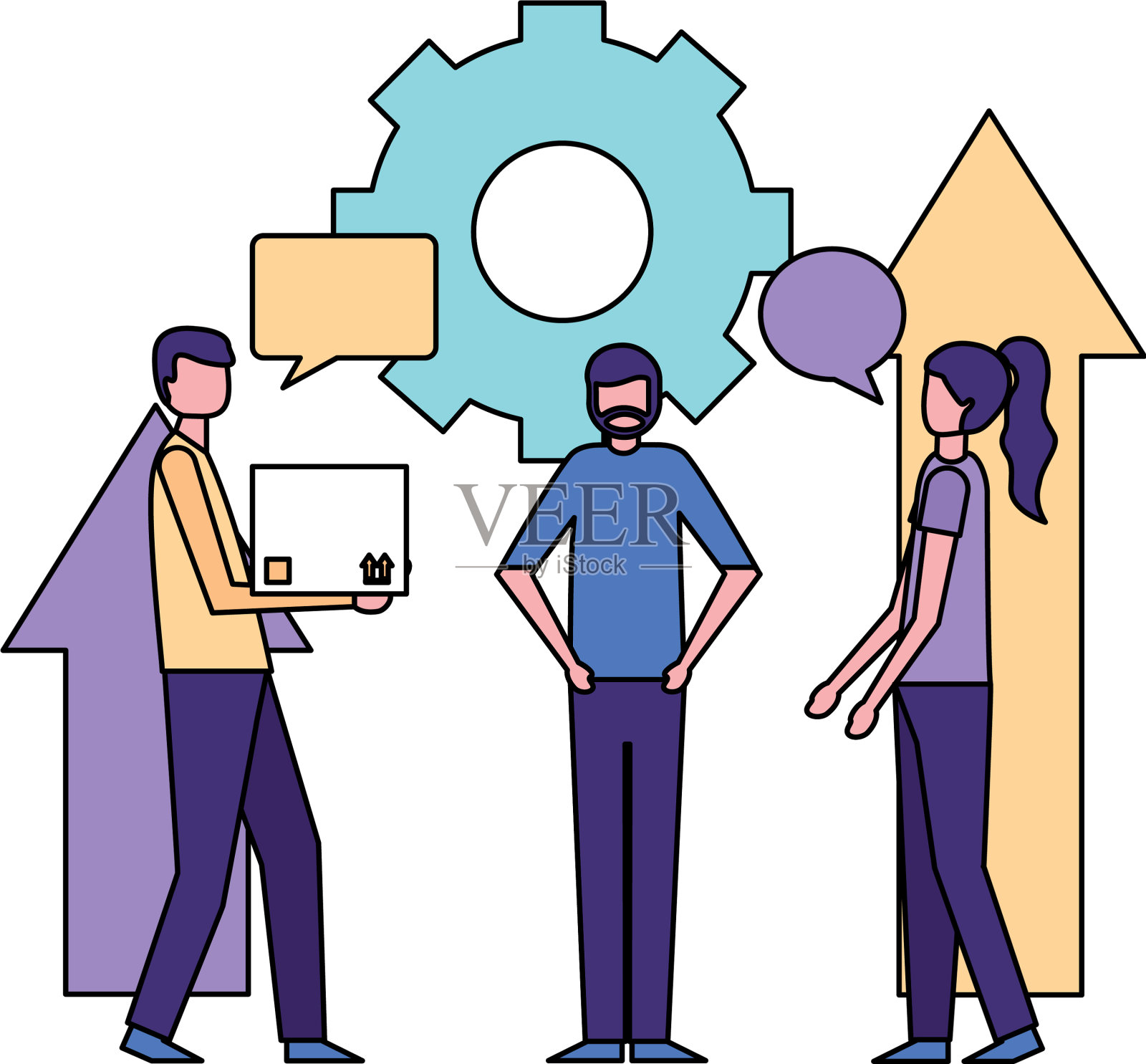 女人和男人带着弓箭和装备设计元素图片