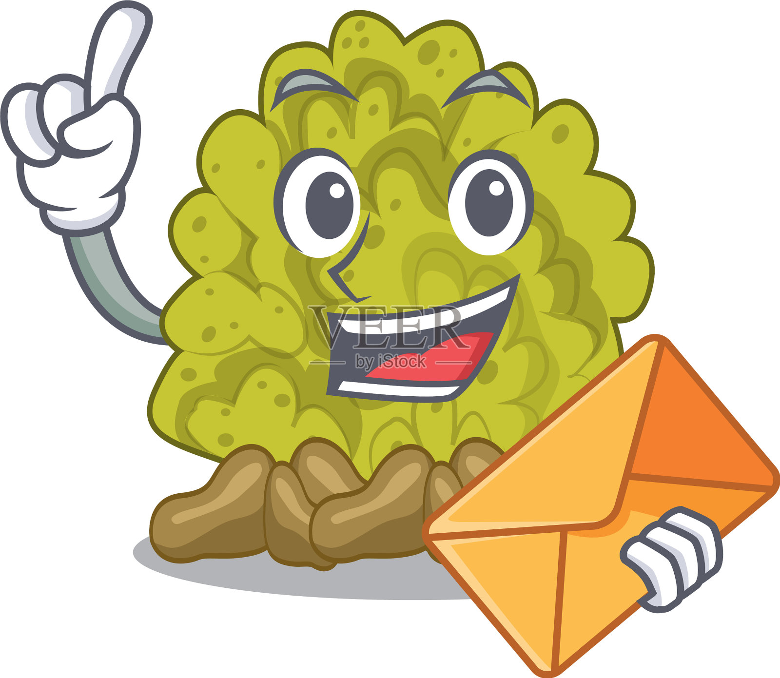 用信封装着微缩的绿色珊瑚礁设计元素图片