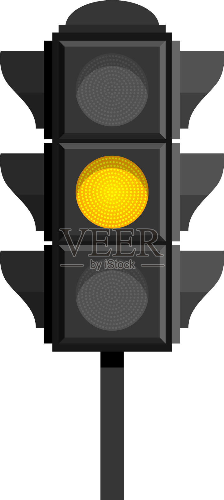 黄灯的交通灯与白灯隔离设计元素图片