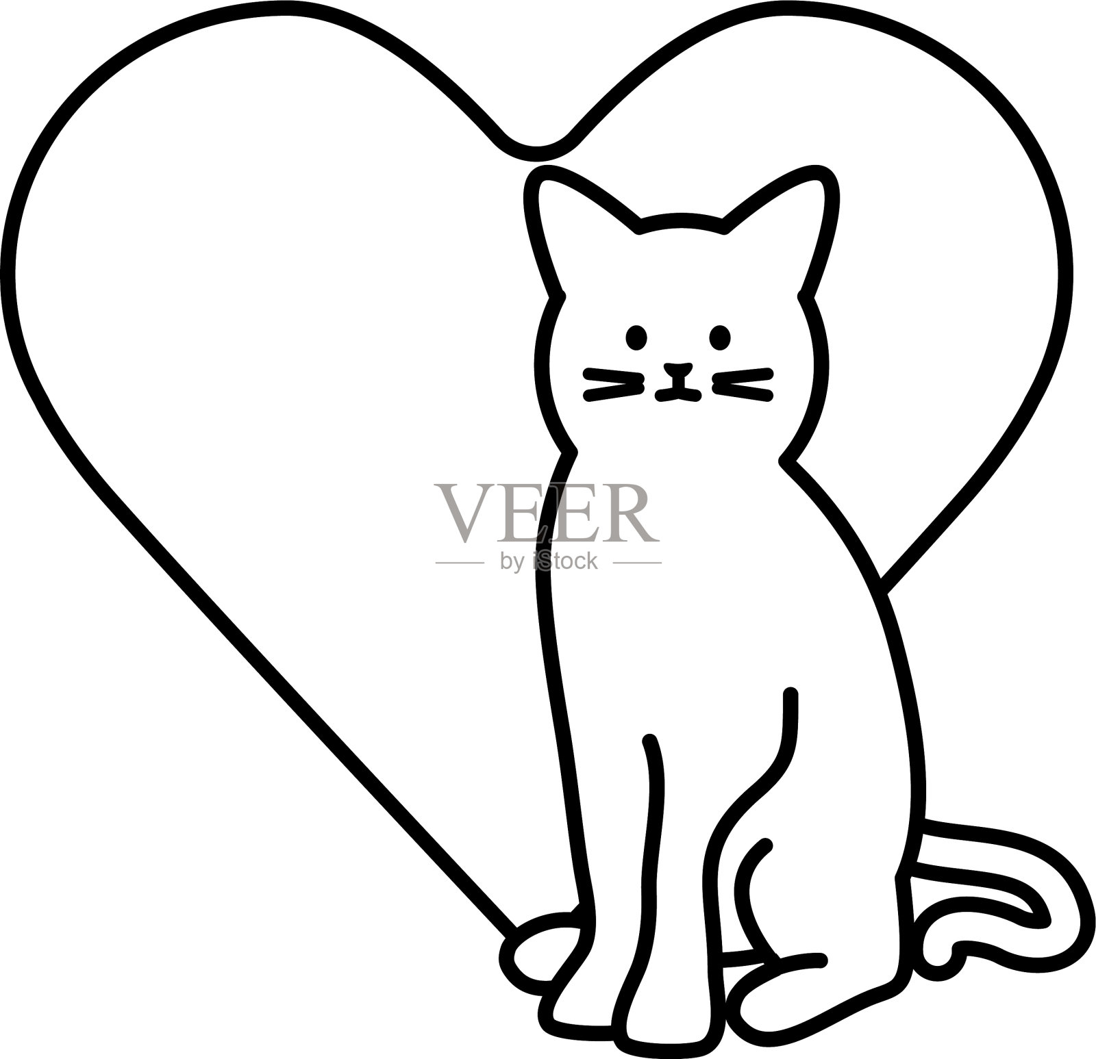 可爱的猫吉祥物可爱的心设计元素图片