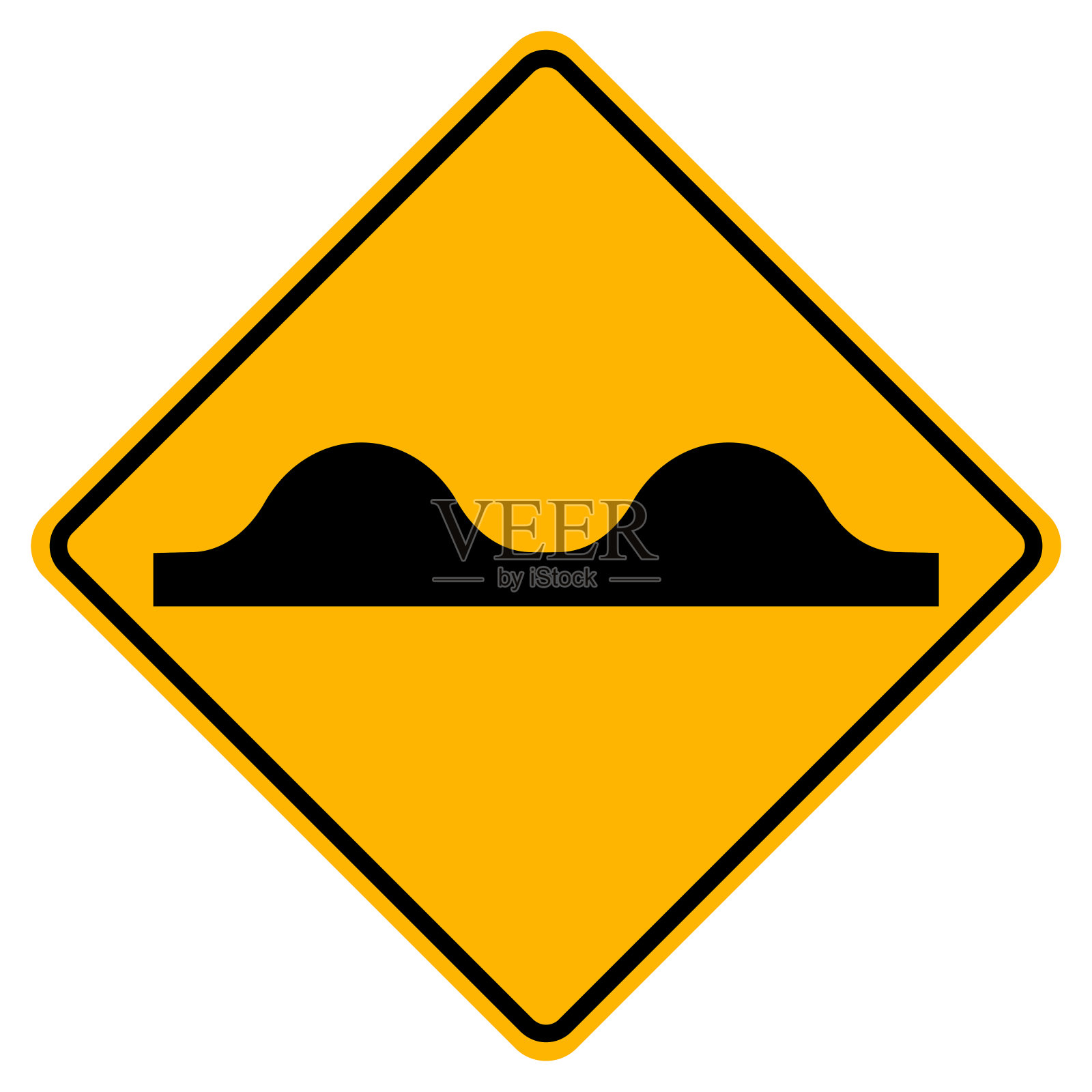 警告交通标志白色背景下的道路不平坦插画图片素材