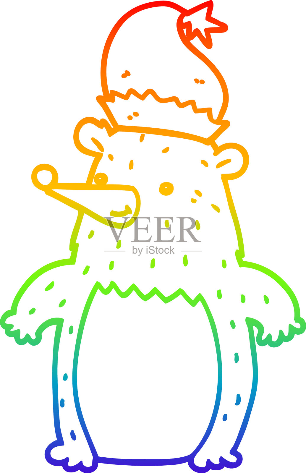 彩虹渐变线画卡通熊设计元素图片