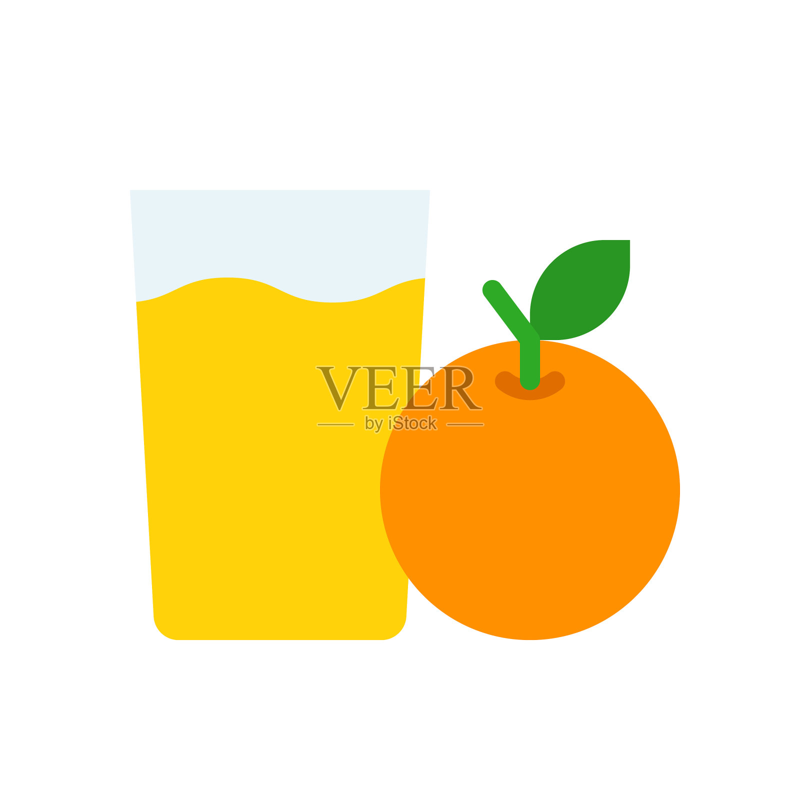 橙汁饮料平面风格图标图标素材