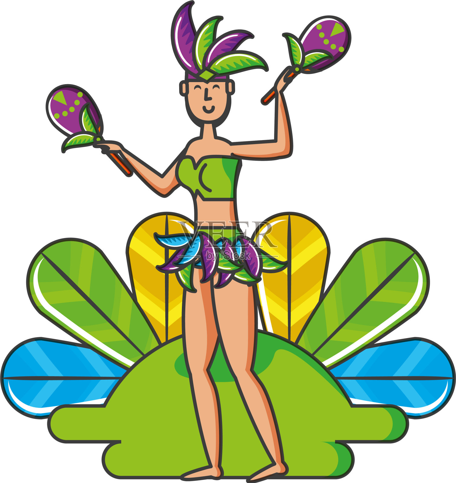 长着羽毛的巴西女舞者设计元素图片