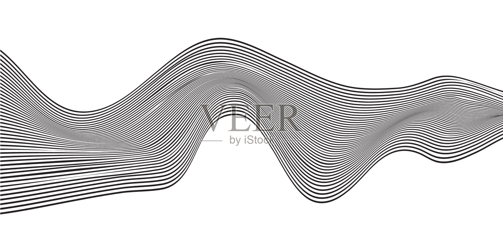 抽象波浪黑色曲线水平条纹设计元素图片