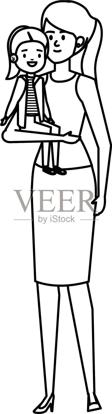 美丽的母亲和小女儿的角色设计元素图片