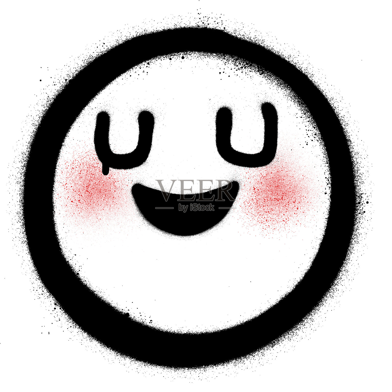 涂鸦快乐卡哇伊人物喷白色设计元素图片