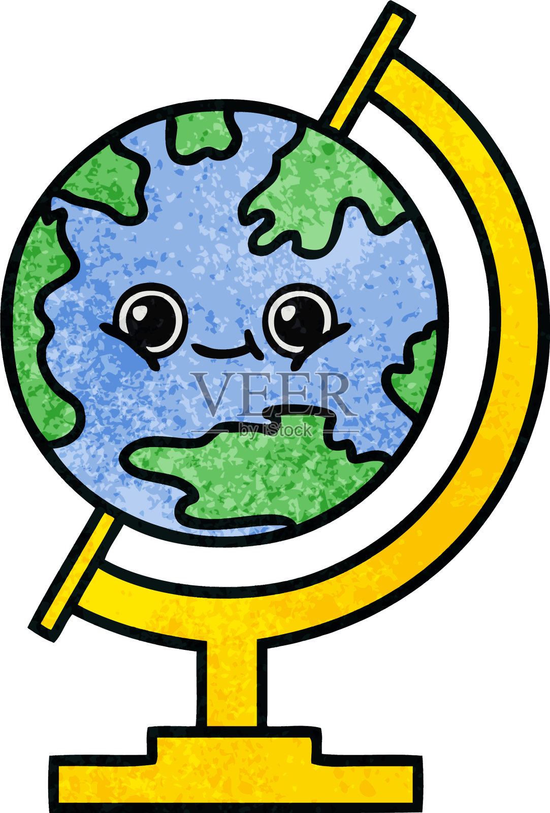 复古的grunge纹理卡通的世界球体设计元素图片