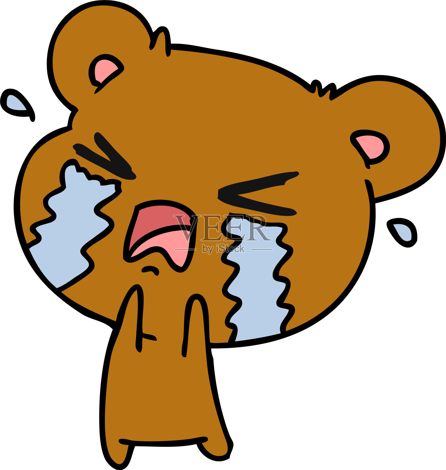 卡通的可爱哭泣的熊设计元素图片