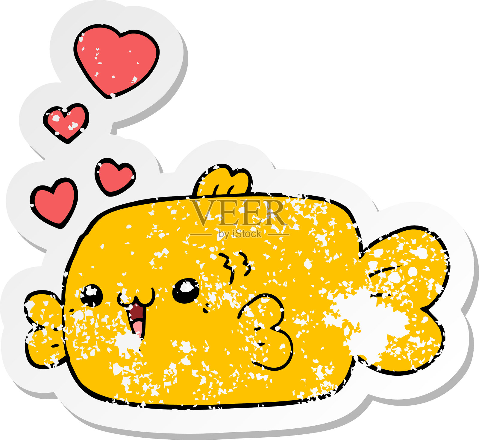 一个可爱的卡通鱼的苦恼贴纸设计元素图片