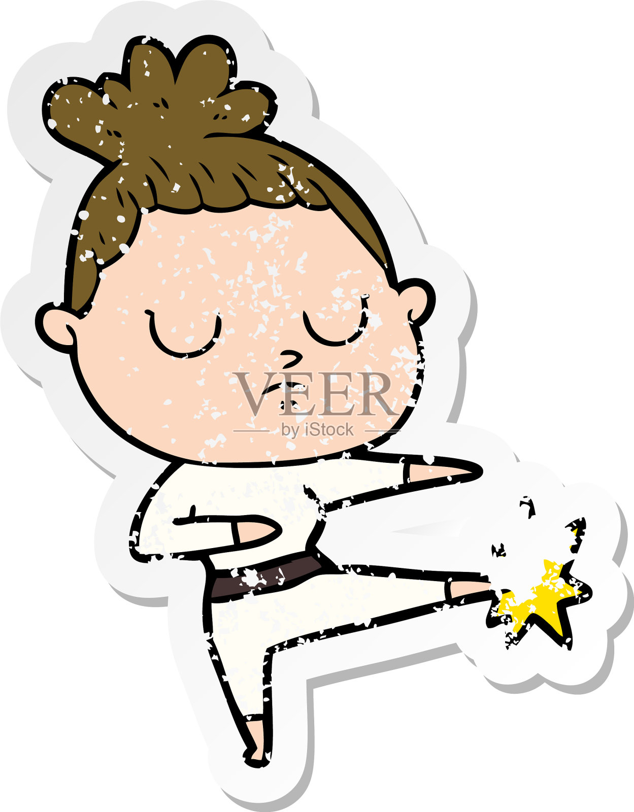 一个卡通冷静女人的苦恼贴纸设计元素图片