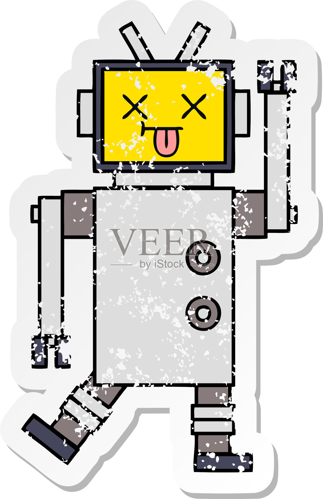 一个可爱的卡通机器人的贴纸设计元素图片