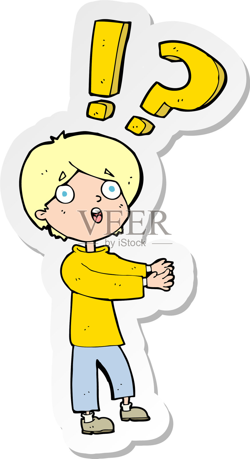 一个困惑的卡通男人的贴纸设计元素图片