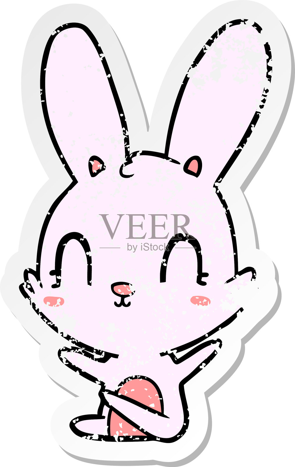 一个可爱的卡通兔子的苦恼贴纸设计元素图片
