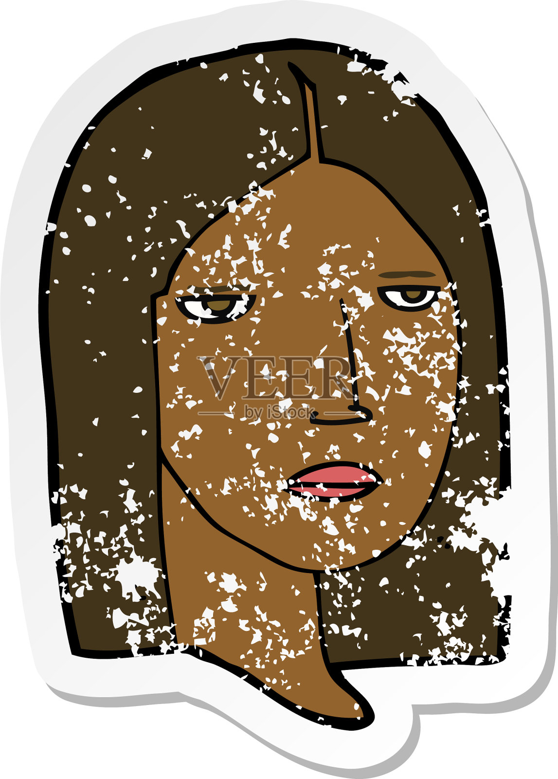 复古心疼贴纸一幅漫画严肃设计元素图片