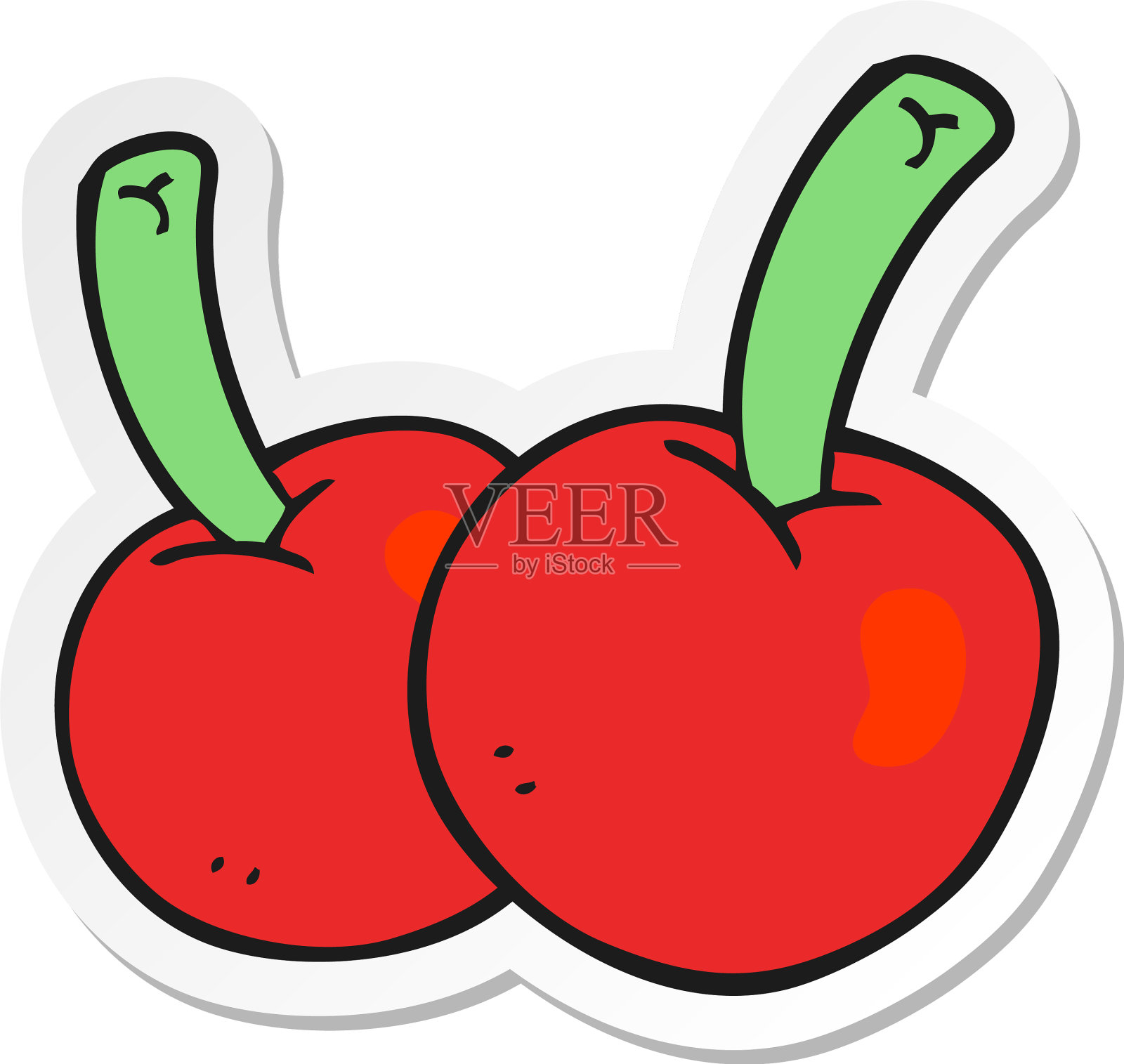 卡通樱桃贴纸设计元素图片