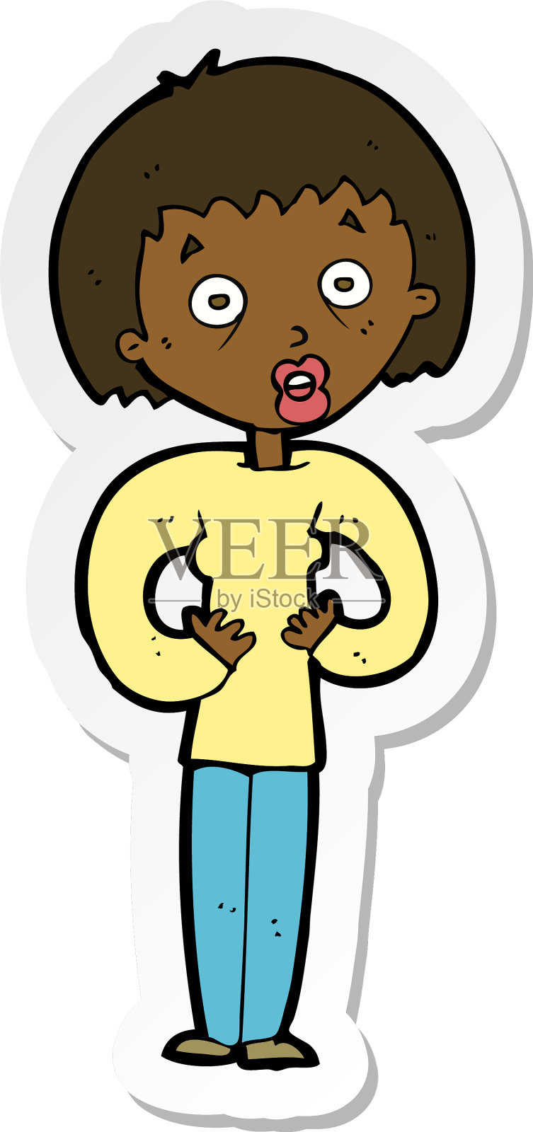 一个卡通女人在做手势的贴纸设计元素图片