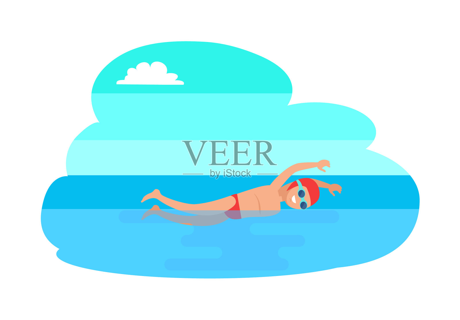 蝶泳男子设计元素图片