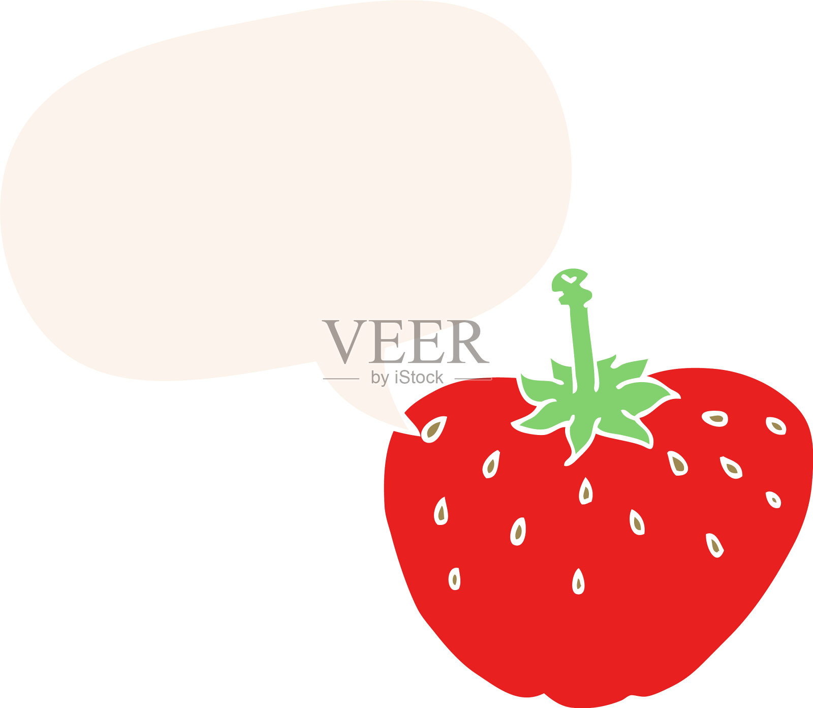 卡通草莓和语音泡沫在复古设计元素图片