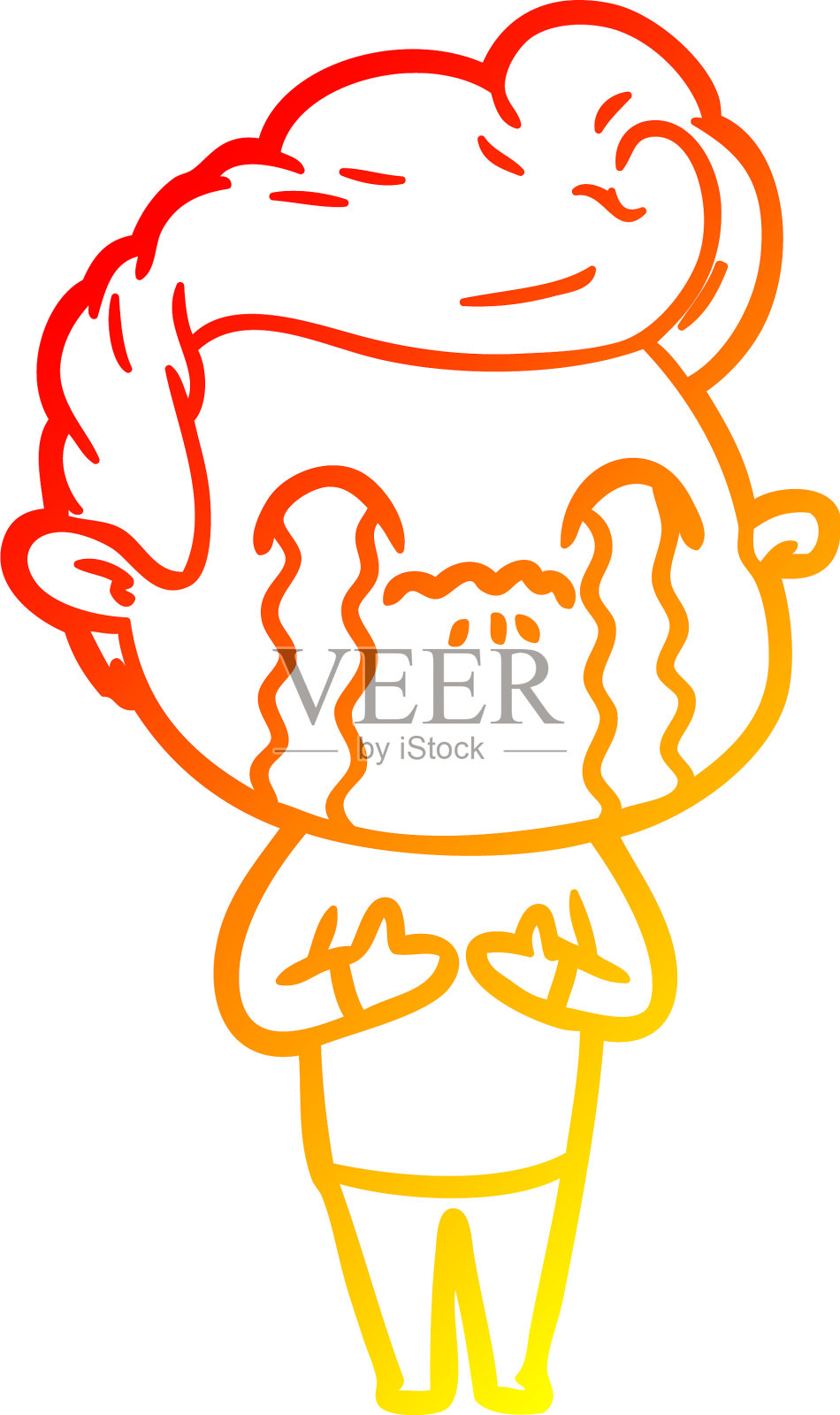 温暖的梯度线画卡通男人哭泣设计元素图片