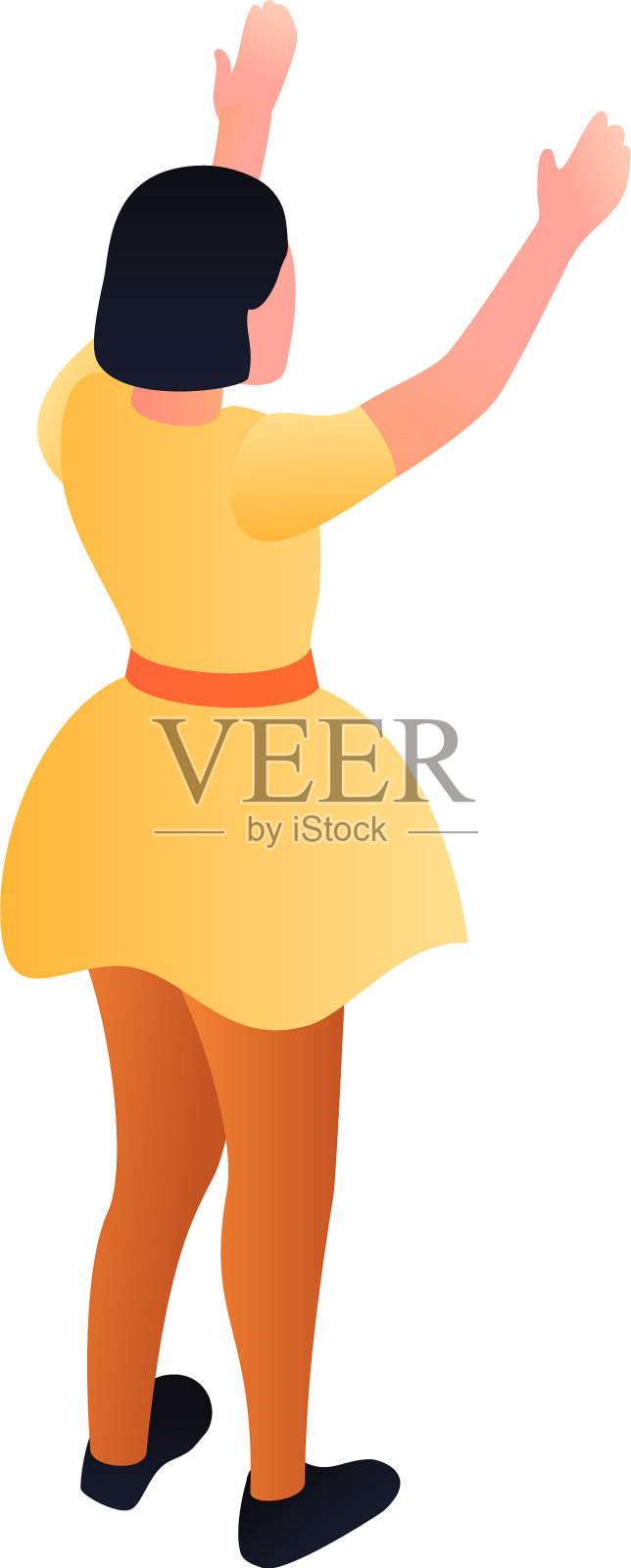 女孩黄色连衣裙图标等距风格设计元素图片