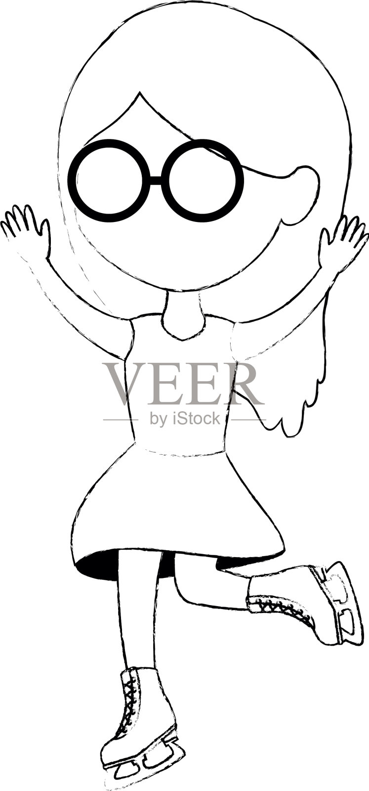 小女孩滑冰运动设计元素图片