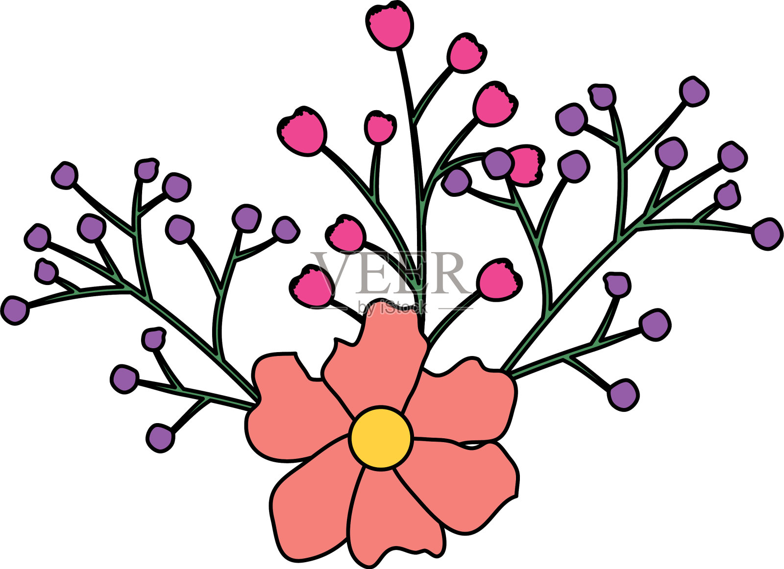 花和叶装饰图标设计元素图片