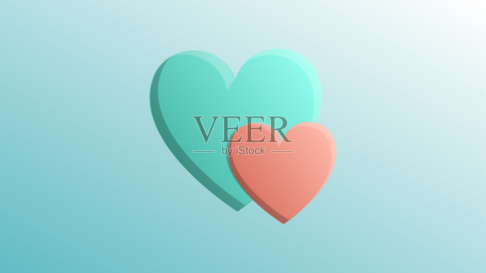 美丽喜庆的红色配蓝色爱心喜悦的贺卡，以情人节为背景的蓝色插画图片素材