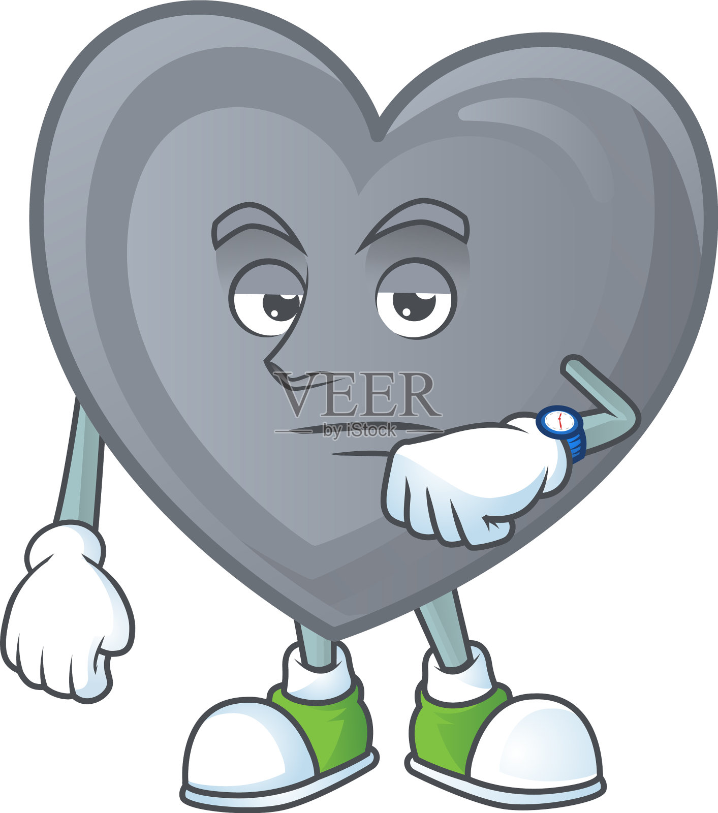 卡通人物设计灰色的爱情在等待插画图片素材