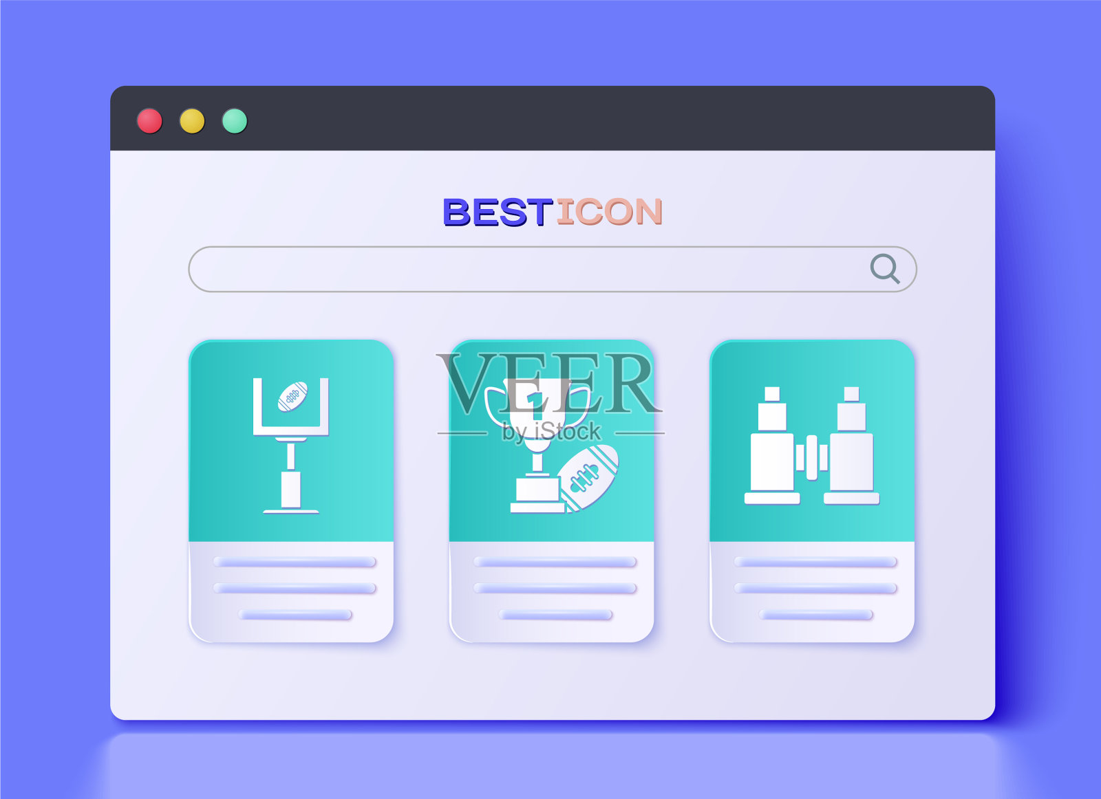 设立奖杯和美式足球美国图标素材