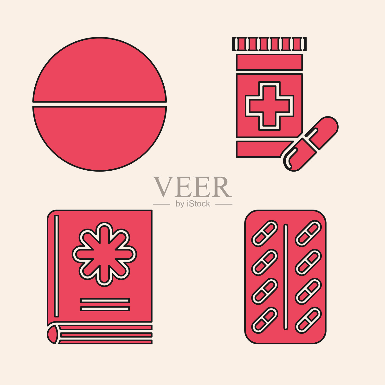 用泡罩包装药丸或片剂图标素材