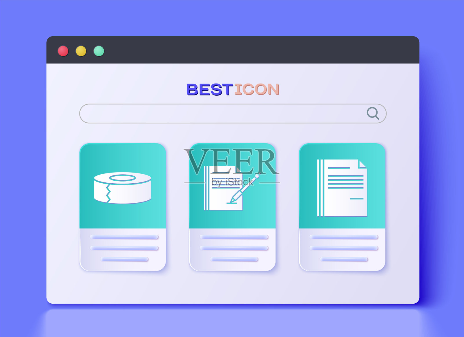 设置空白笔记本和笔筒和文件图标素材
