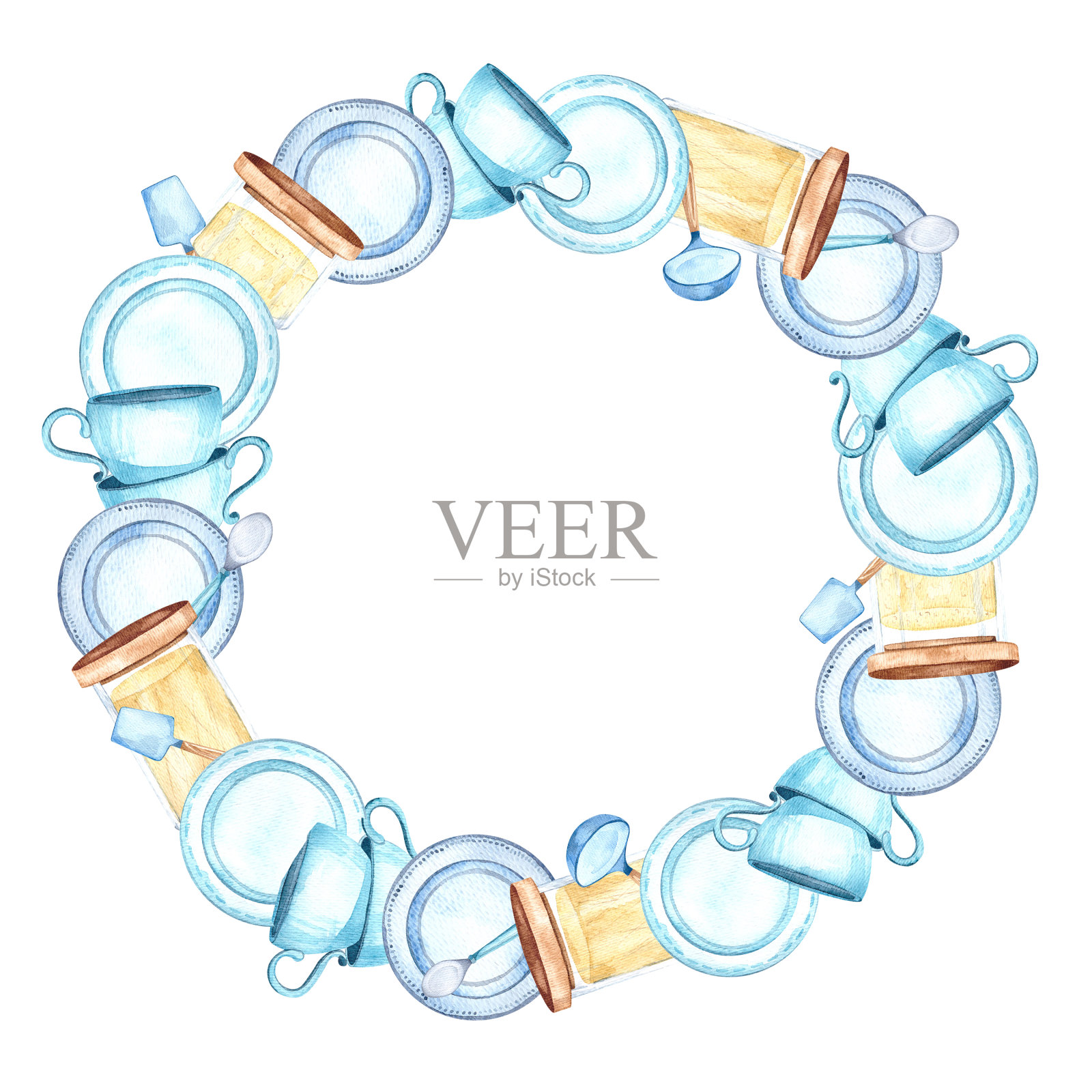 餐具水彩插画图片素材