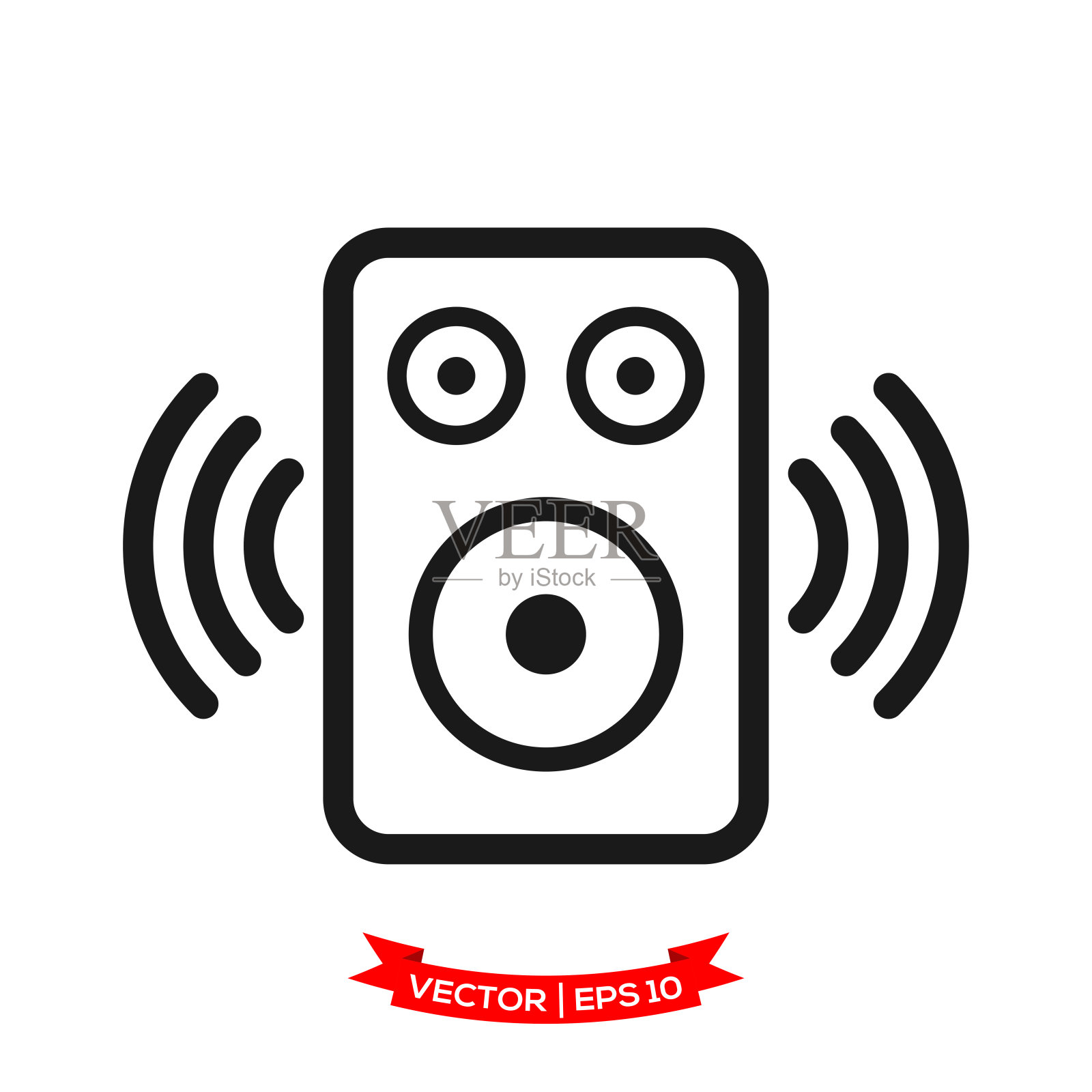 扬声器矢量图标，音频扬声器图标插画图片素材