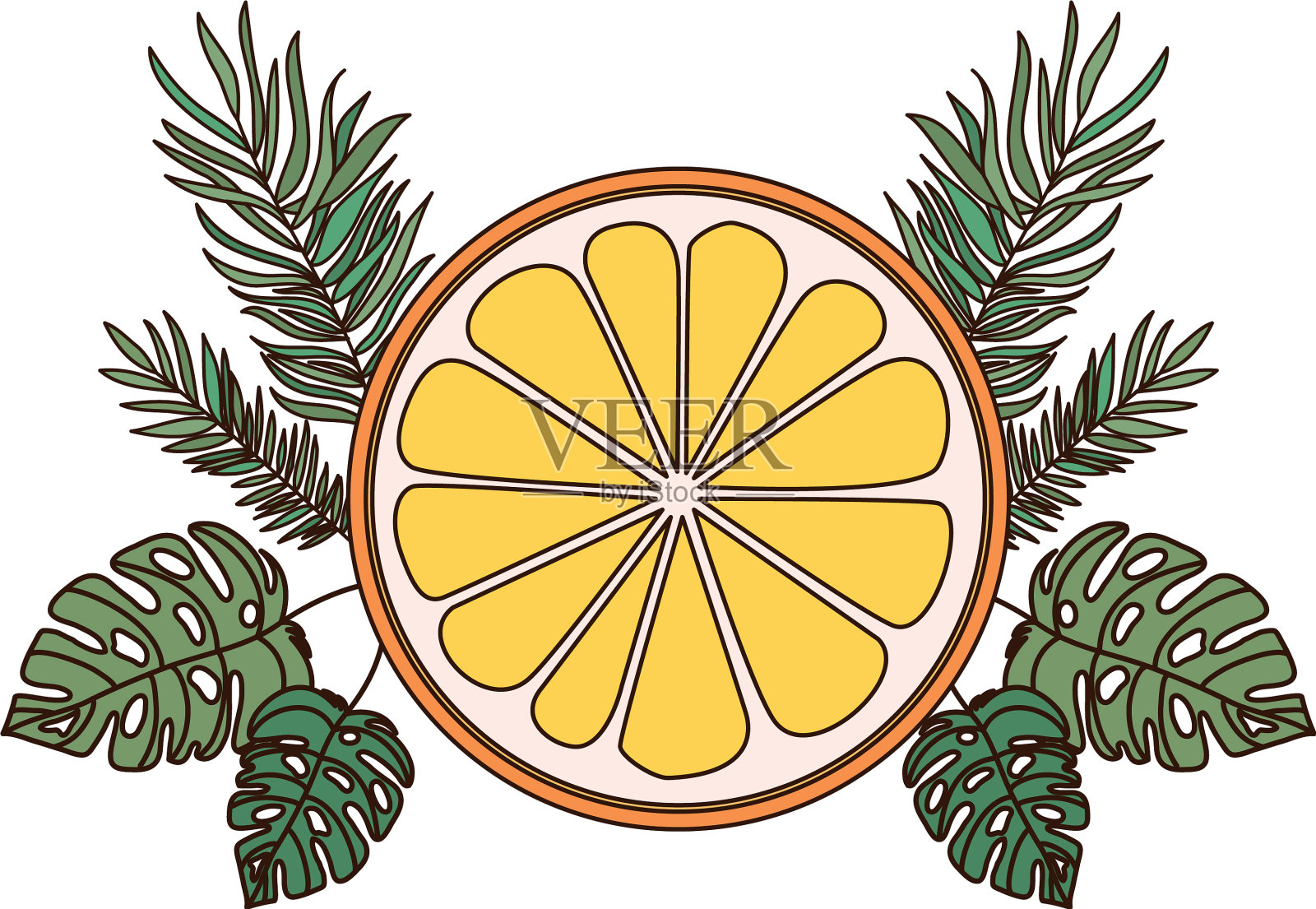 白色背景的部分橙色插画图片素材