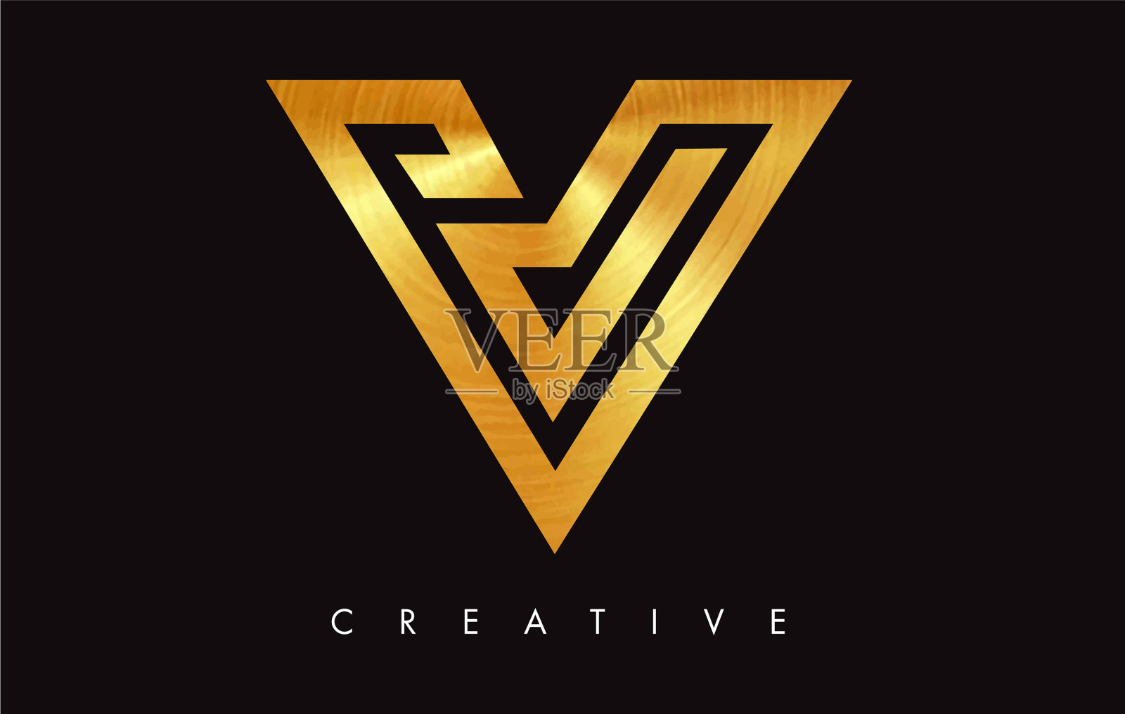 V字母标志图标设计在金色的颜色插画图片素材